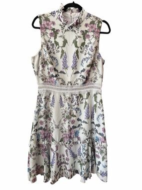 Donna Morgan mystical Floral Print with fairy like silver threading